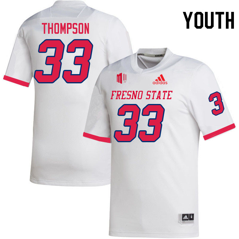 Youth #33 Makei Thompson Fresno State Bulldogs College Football Jerseys Stitched Sale-White